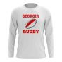 Georgia Rugby Ball Long Sleeve Tee (White)