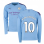 2019-2020 Manchester City Puma Home Long Sleeve Shirt (KUN AGUERO 10)