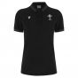 2024-2025 Wales Rugby Travel Polo Shirt (Black) - Womens