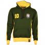 Brazil Number 10 Green Retro Hoodie